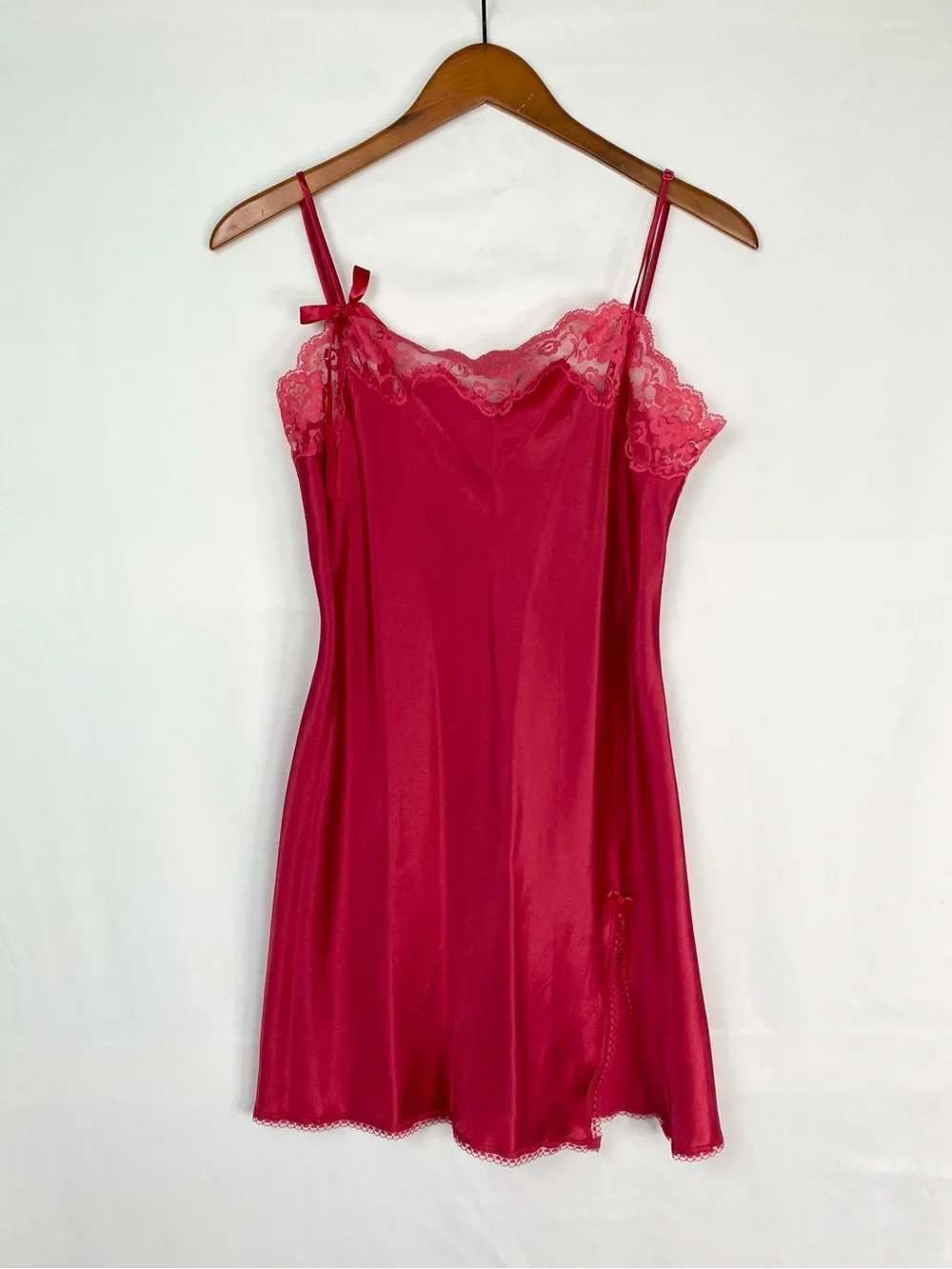 Y2K Victoria's Secret Vintage Red Satin Lace Slip Dress Size Medium